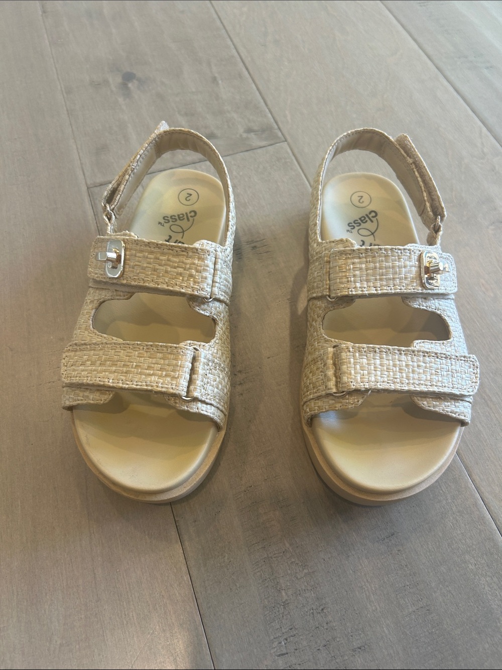 art class Cream Woven Double-Strap Kids Sandals